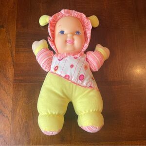 Love Bug Rubber Face Baby Doll Plush 10 Inch Pink Yellow Goldberger Company